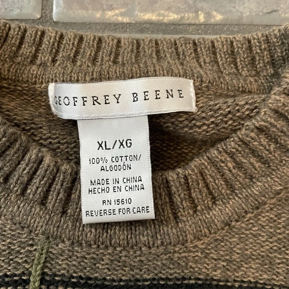 Geoffrey Beene Brown Crew Neck‎ Cotton sweater Size XL Cottagecore Preppy - Picture 3 of 4